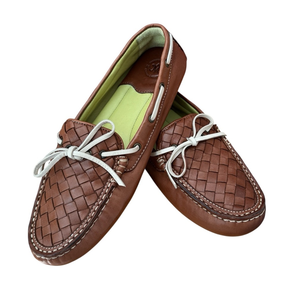 Johnston & Murphy Claire Woven Cognac Moccasins, size 7, driving loafers